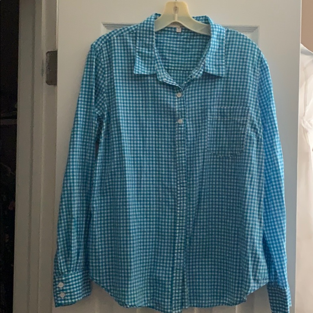 Blue checkered blouse